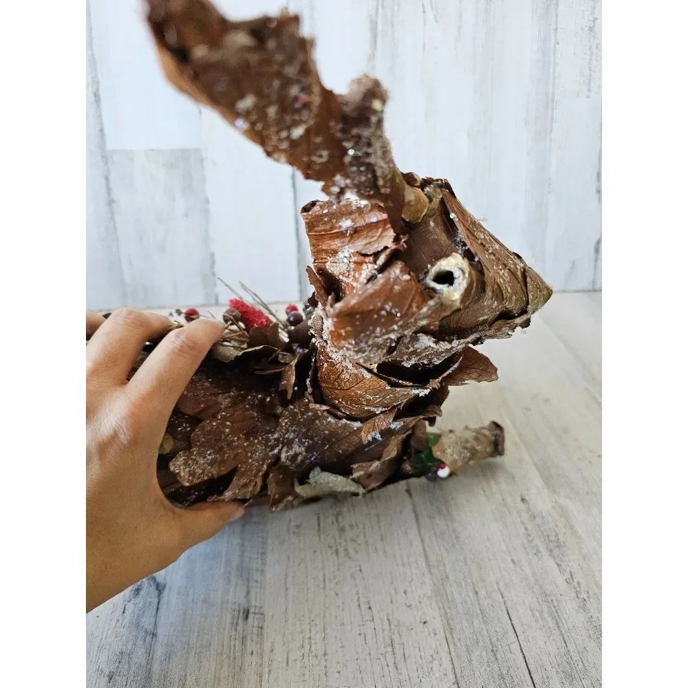 Leaf reindeer deer Xmas decor cabin rustic large as is